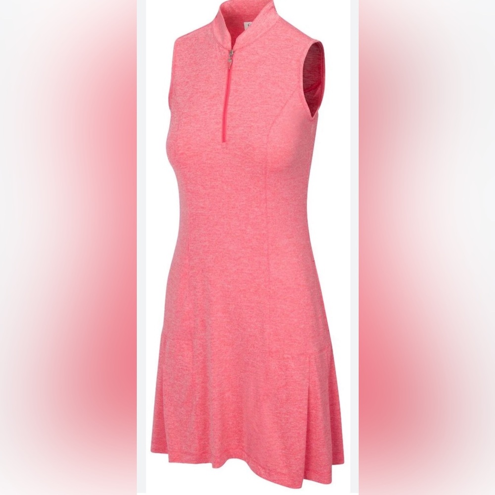 Greg Norman Golf Dress Sleeveless Quarter Zip Mock Neck Pleats Pink Size Small